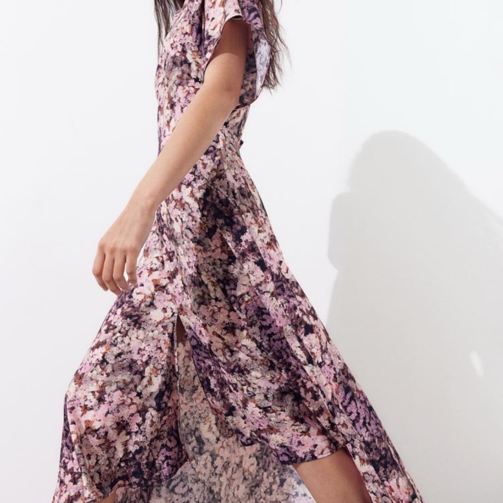 H&M Floral Maxi Dress in Pink and Black